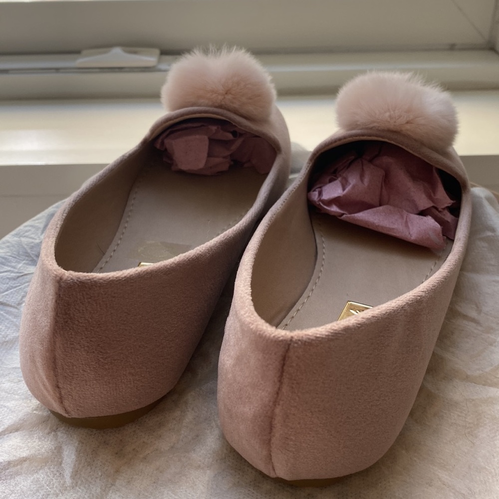 Pink Flats with Pom Poms - Picture 4 of 4